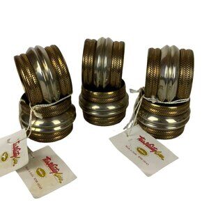 Set Of 6 Town & Country Living Arcadia Brass Two Tone Napkin Rings Gold Silver